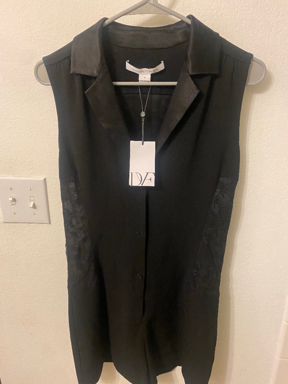 DVF Seduction Romper -  Size 4 Black w/lace inset detail on sides